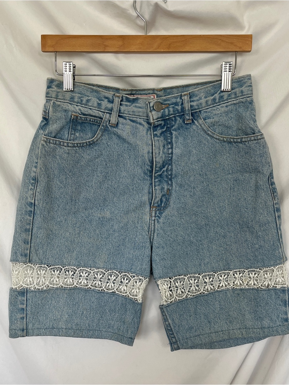 VTG 1990s Guess by Georges Marciano High Waist Denim Shorts Lace Insert